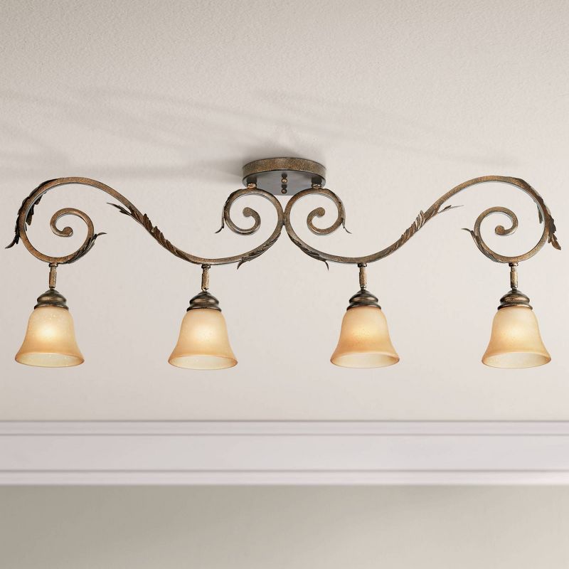 Pro Track(R) Bronze Scroll 4-Light Amber Glass Track Fixture