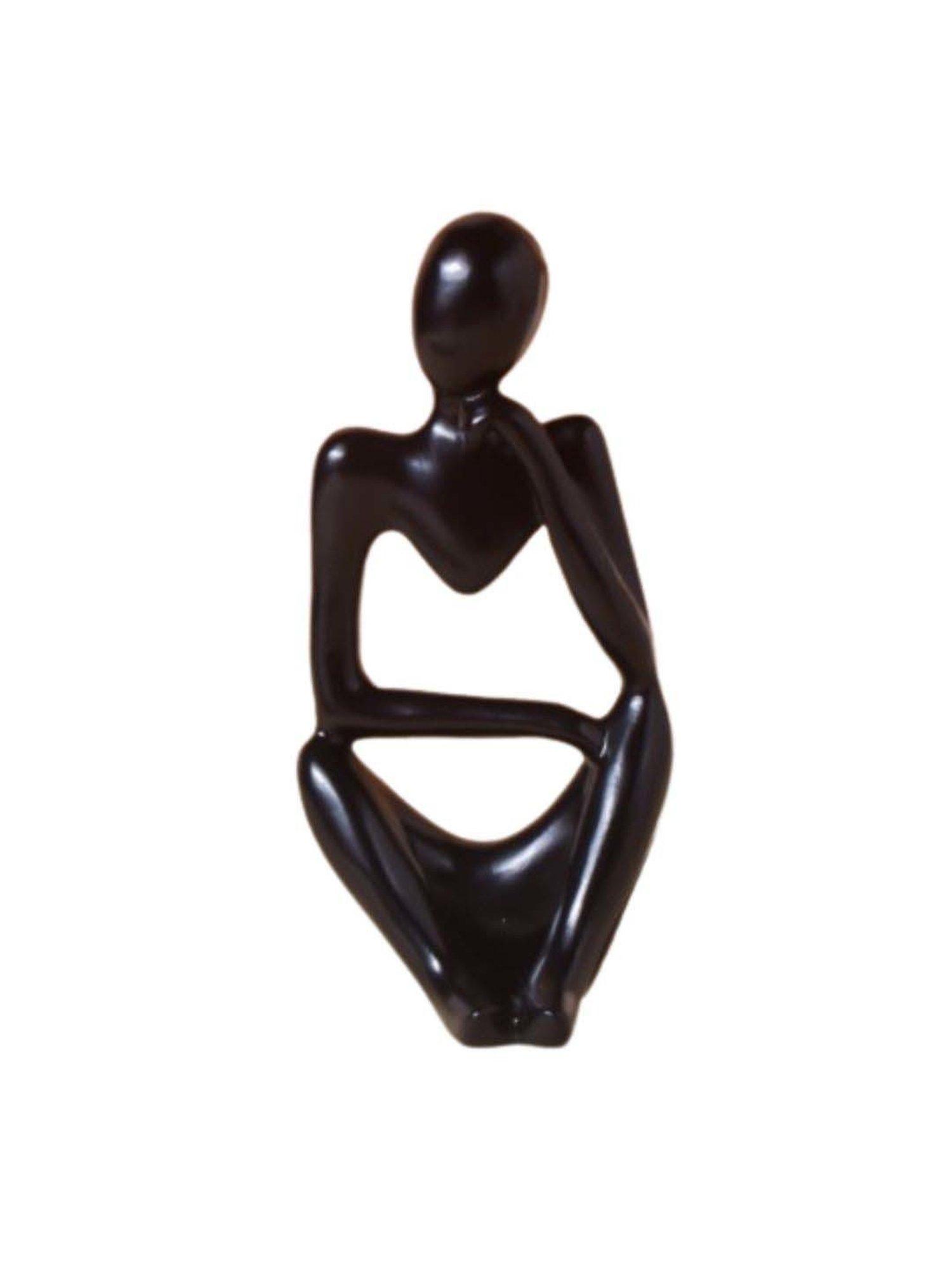 Nestasia Black Resin Smooth Finish left hand Thinking Human Sculptures for Decoration (5.1 Inch)