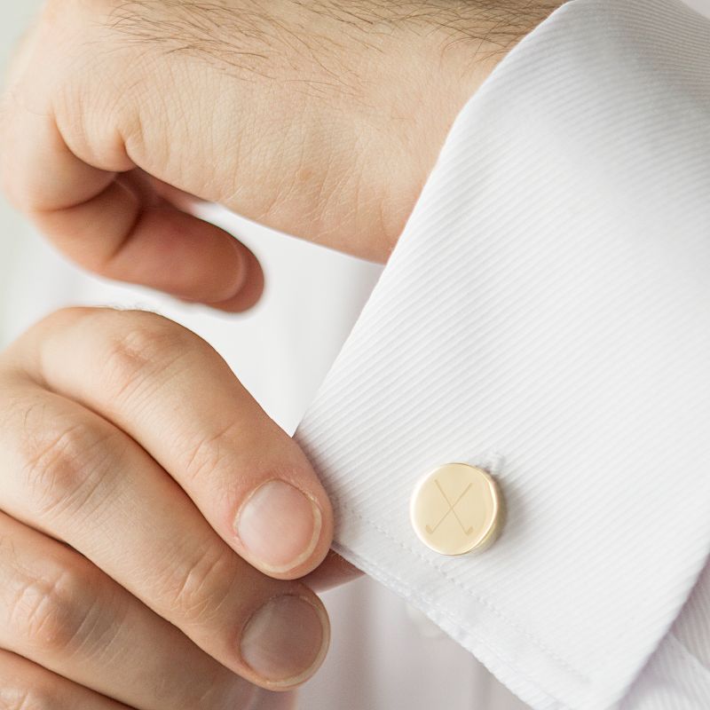 Golf Round Cuff Links Gold