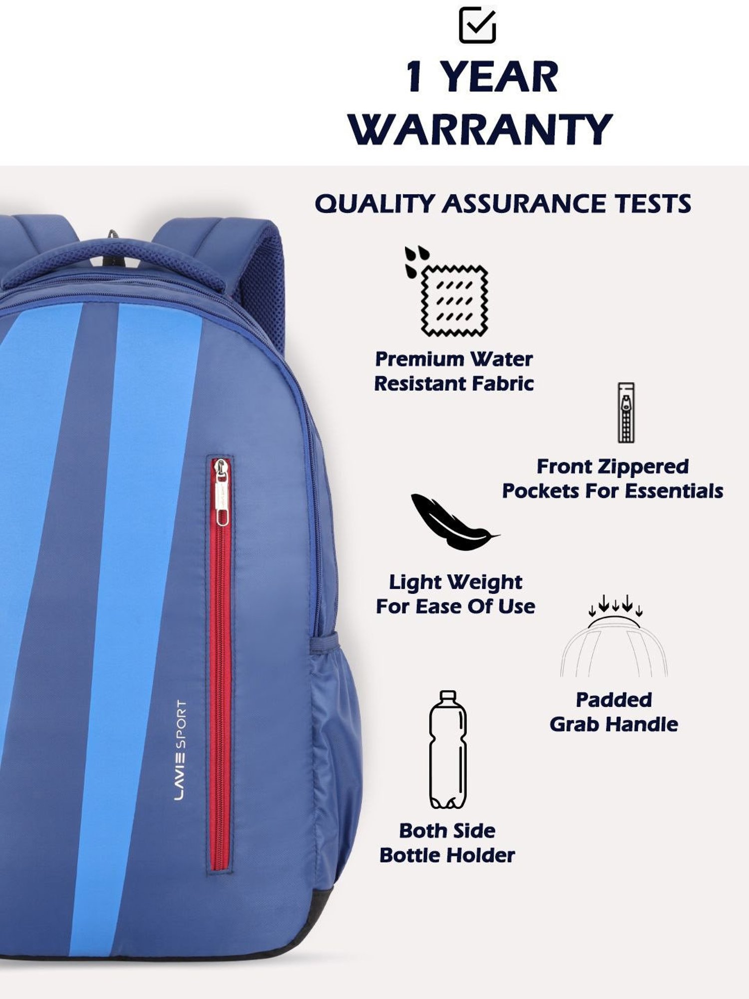 Lavie Sport Zolt 32L Laptop Backpack For Men & Women (Navy)