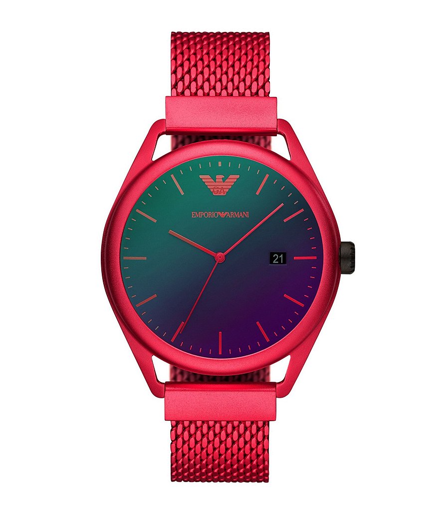 Emporio Armani Men's Three-Hand Date Matte Red Aluminum Watch