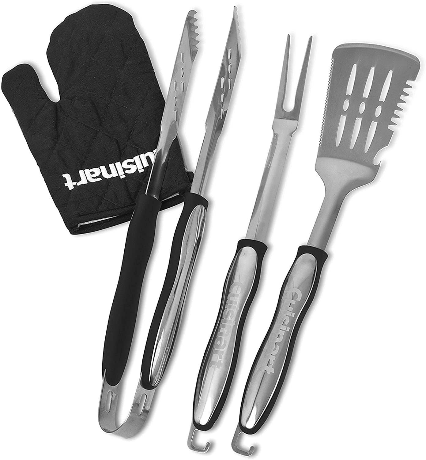 Cuisinart CGS-134BL Grilling Tool Set with Grill Glove, Black (3-Piece)