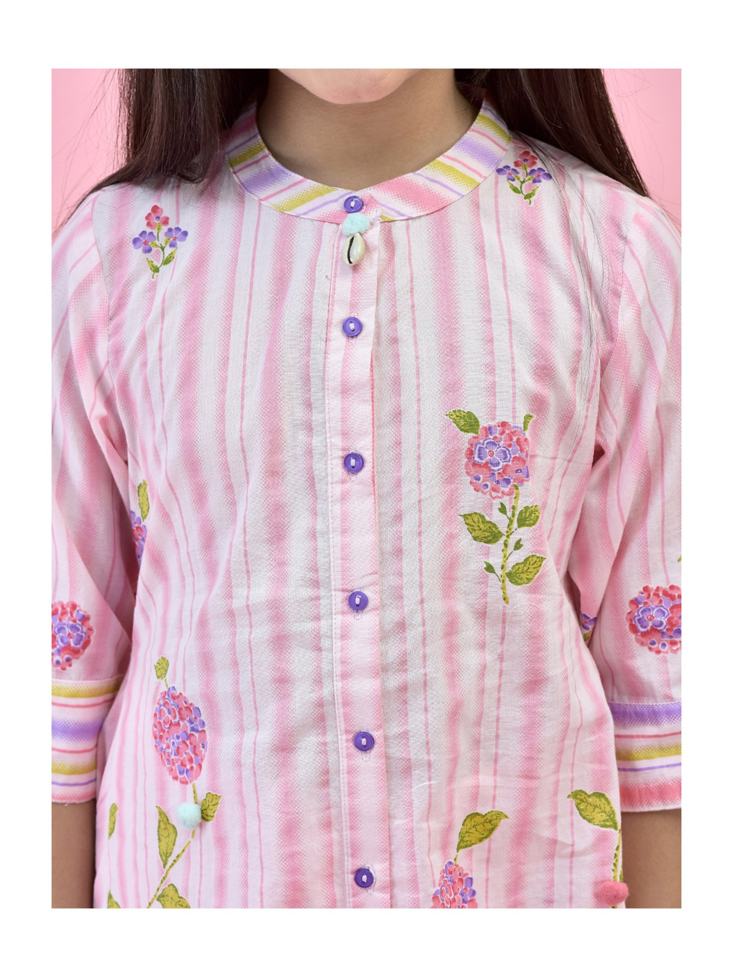 Juniper Girls Pink Floral Print Shirt With Pants