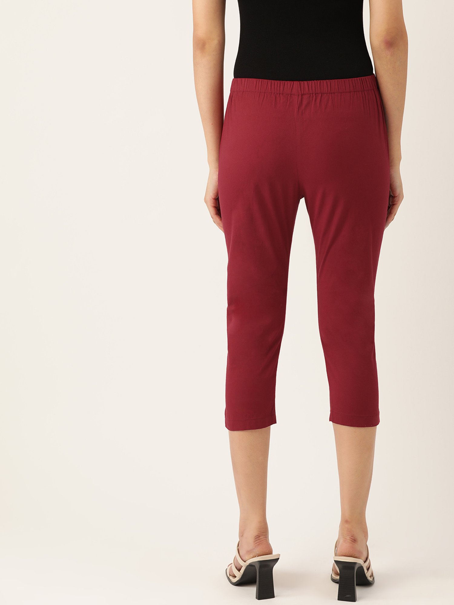 BRINNS Maroon Mid Rise Cropped Capris
