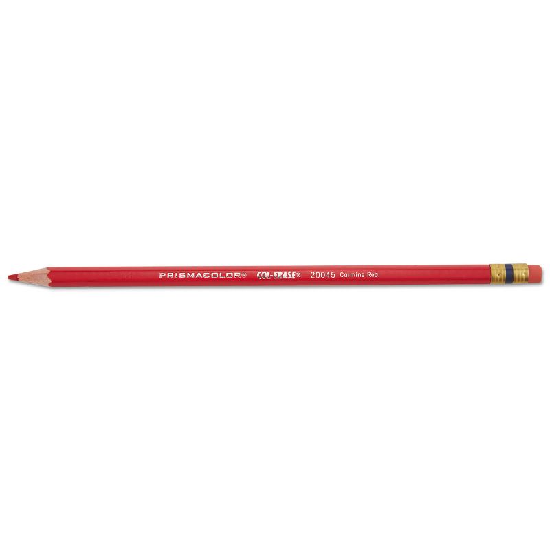 Prismacolor Col-Erase Pencil w/Eraser Carmine Red Lead/Barrel Dozen 20045