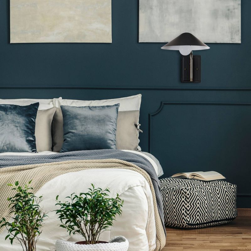 Finnick Plug-in or Hardwire Wall Sconce (Includes LED Light Bulb) Matte Black - Globe Electric