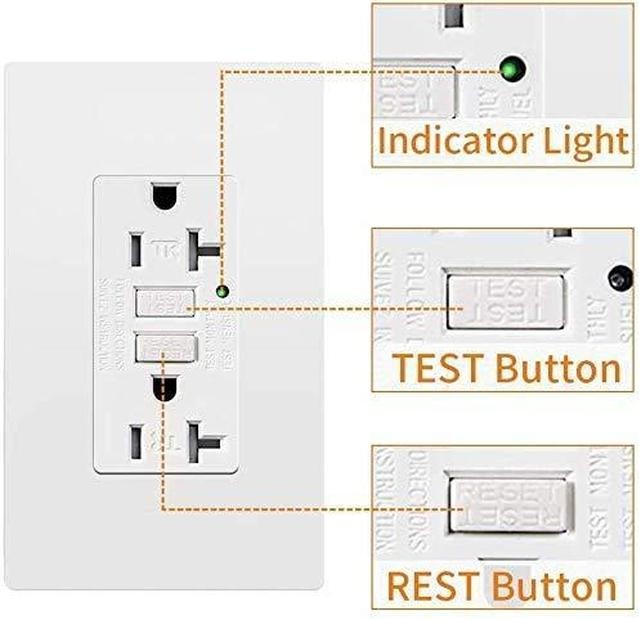 GFCI Outlet Tamper Resistant Receptacle with LED Indicator, 20 Amp 125 Volt Wallplate and Screws Included ETL listed MICMI (20A GFCI 2pack)