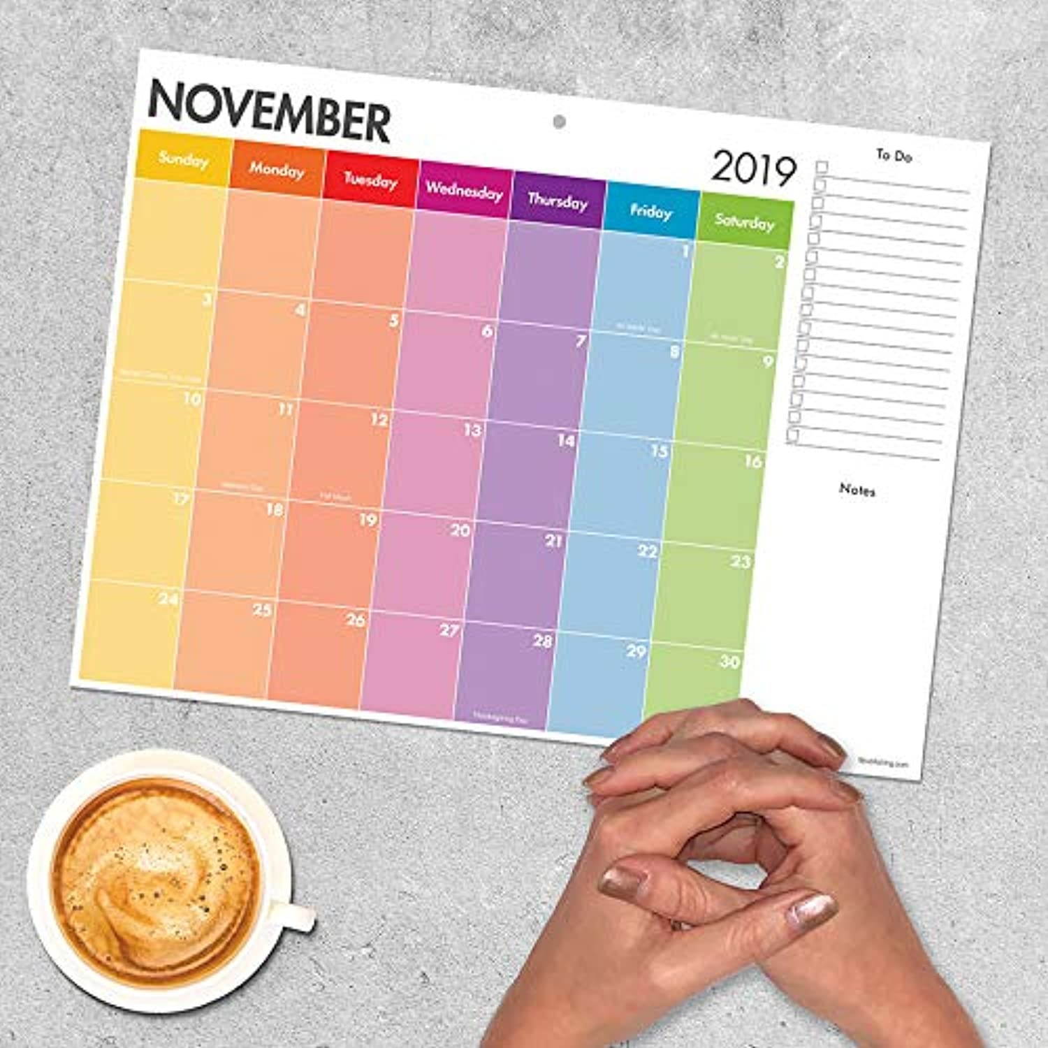 July 2019 - June 2020 Rainbow Stripe Mini Desk Pad Calendar