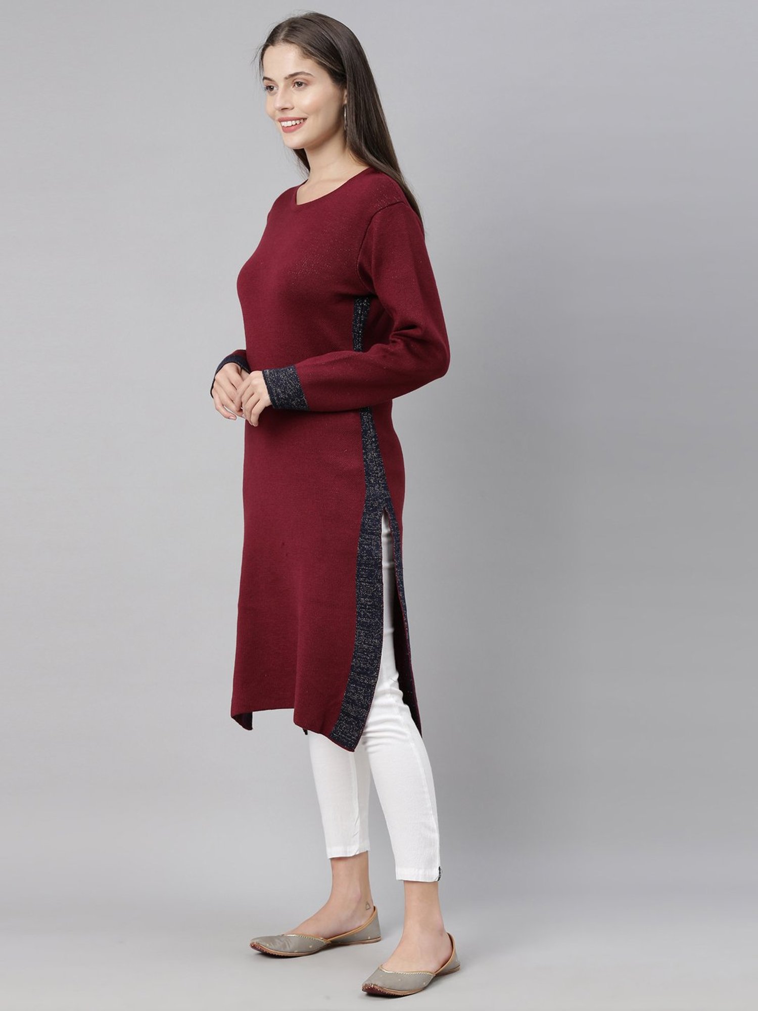 Neeru's Maroon Straight Kurta