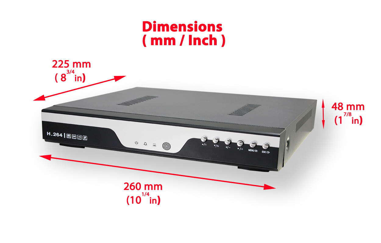 Evertech 8 Channel Security DVR Recorder H.264 / H.265 Hybrid 4in1 AHD TVI CVI Analog CCTV Security Camera System Digital Video Recorder 4TB Hard Drive