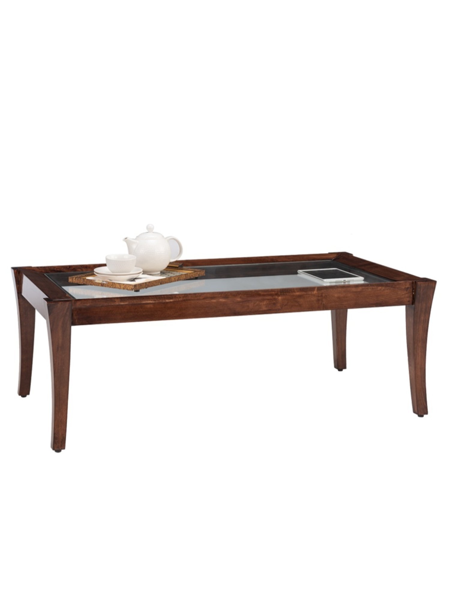 Durian Cameron Walnut Brown Solid Wood Coffee Table in Walnut Finish