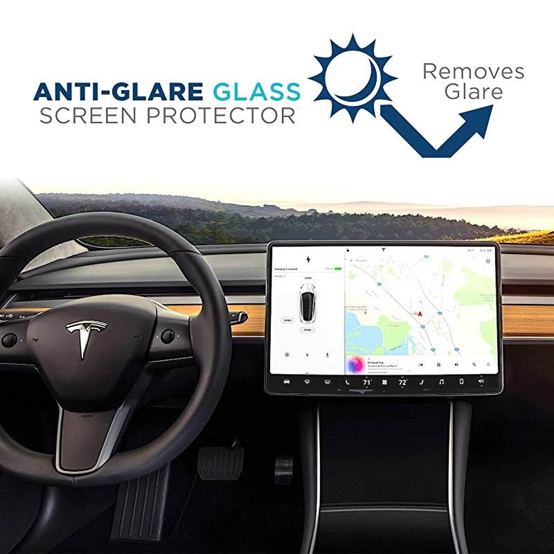 AntiGlare Ballistic Glass Screen Protector for Tesla Model 3 Model Y Control Center 15quot 1Pack