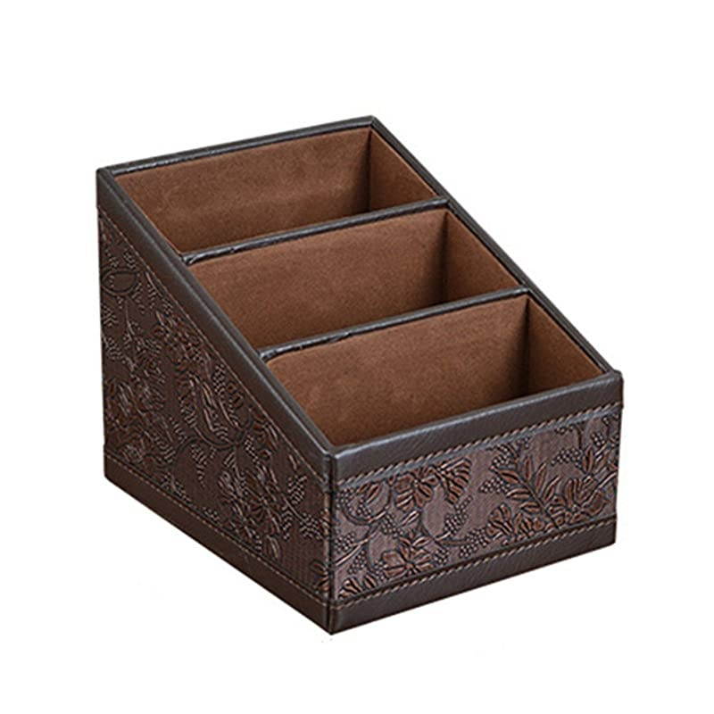 PU Leather Remote Control Holder Storage Container for TV Remote Phone Caddy Eyeglasses