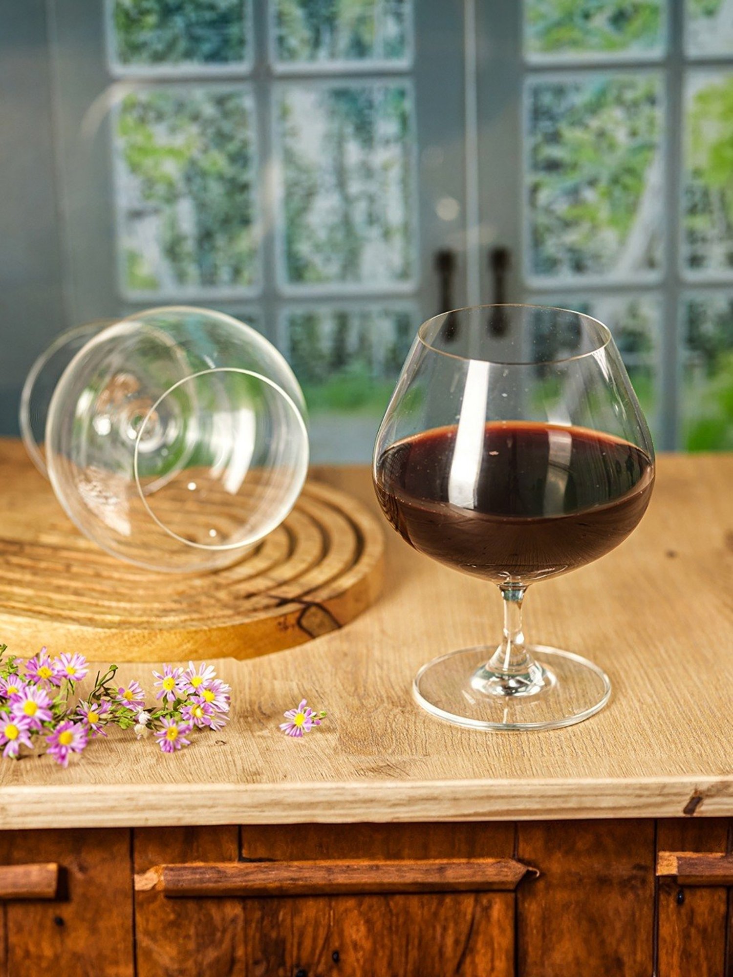 Trovea's Goblet of Firewater Brandy Transparent Glass Cocktail Glass - Set of 4