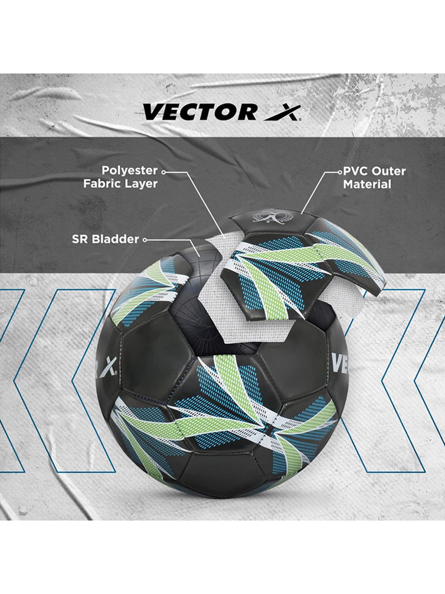 Vector X Ultra Machine Stitched Football (Black) Size - 5