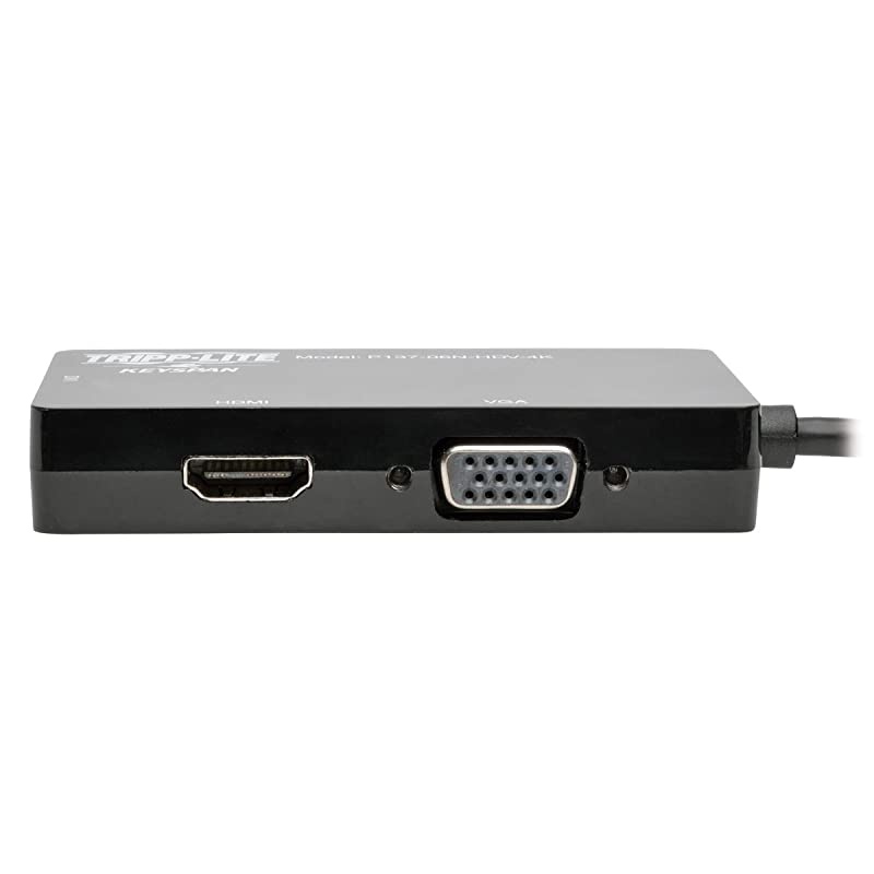 Keyspan Mini DisplayPort to VGADVIHDMI AllinOne DP 12 Converter Adapter Thunderbolt 1 2 Compatible 4K HDMI 30Hz Black P13706NHDV4K