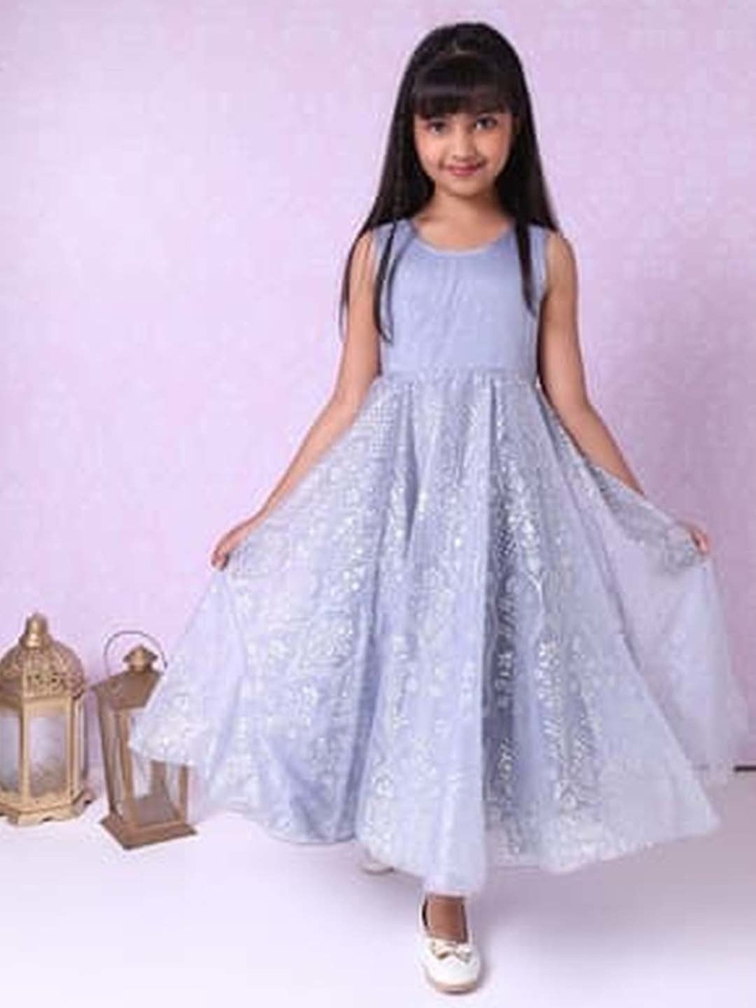 Biba Kids Grey Printed Gown