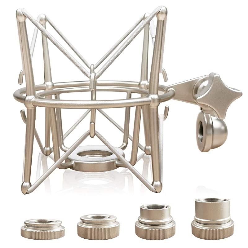 Microphone Shock Mount Mic Holder - Anti Vibration Spider Shockmount Compatible with Many Condenser Mics Like AT2020 MXL 770 MXL 990 Samson G Track Pro Rode Procaster NT1-A Neumann U87 etc.