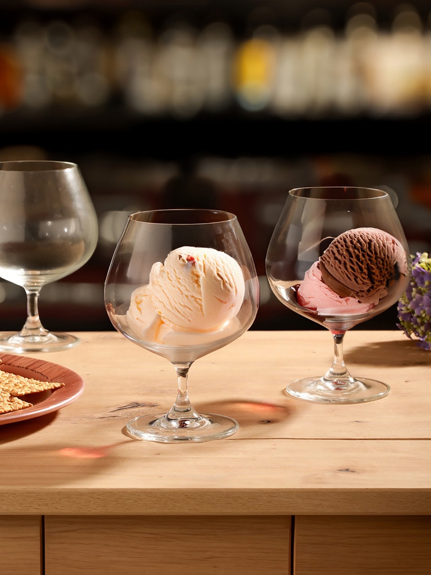 Trovea's Goblet of Firewater Brandy Transparent Glass Cocktail Glass - Set of 4