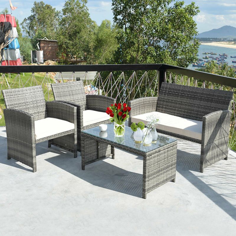 7pc Studio Shine Collection Patio Conversation Set with Sofa, 4 Armchairs & 2 Tables - W Unlimited