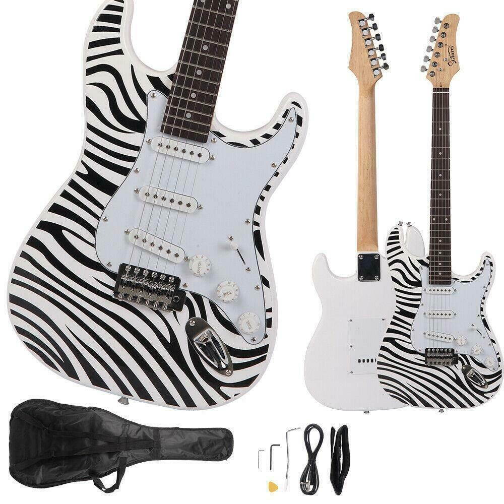 New GST-E 22-fret Rosewood Fingerboard Zebra Stripes Electric Guitar Set