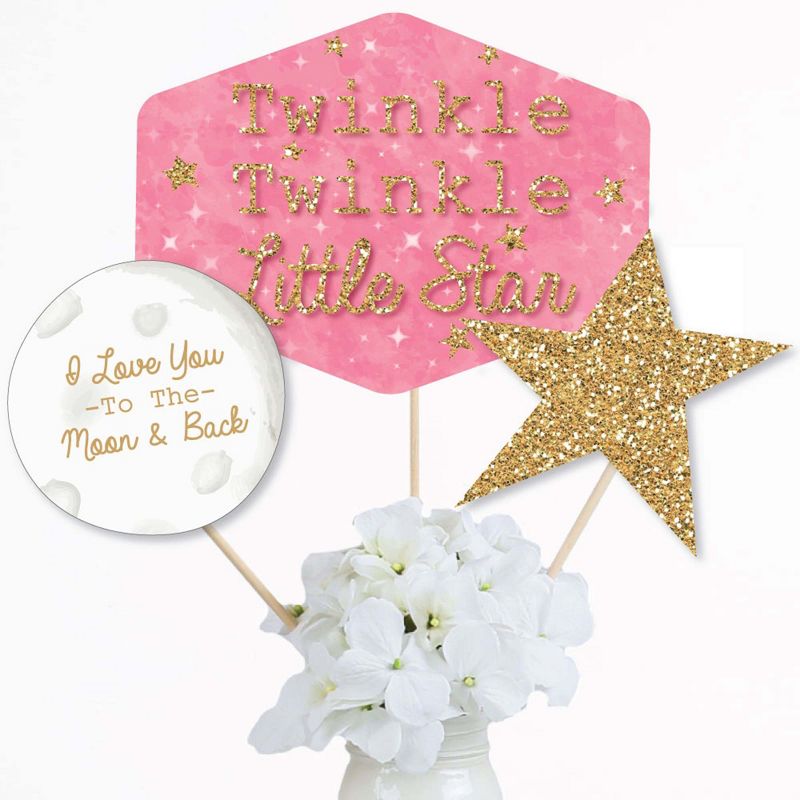 Big Dot of Happiness Hello Little One - Pink and Gold - Table Decorations - Girl Baby Shower Fold and Flare Centerpieces - 10 Count