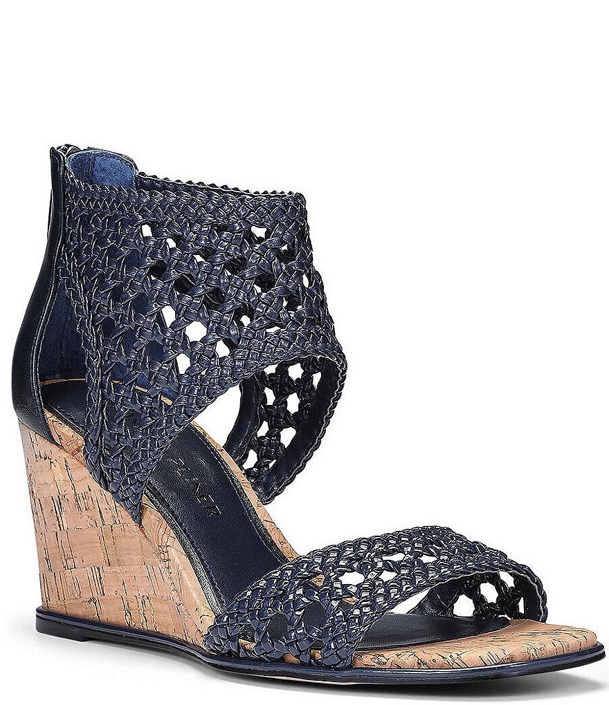 Donald Pliner Lagos Woven Patent Cork Wedge Sandals