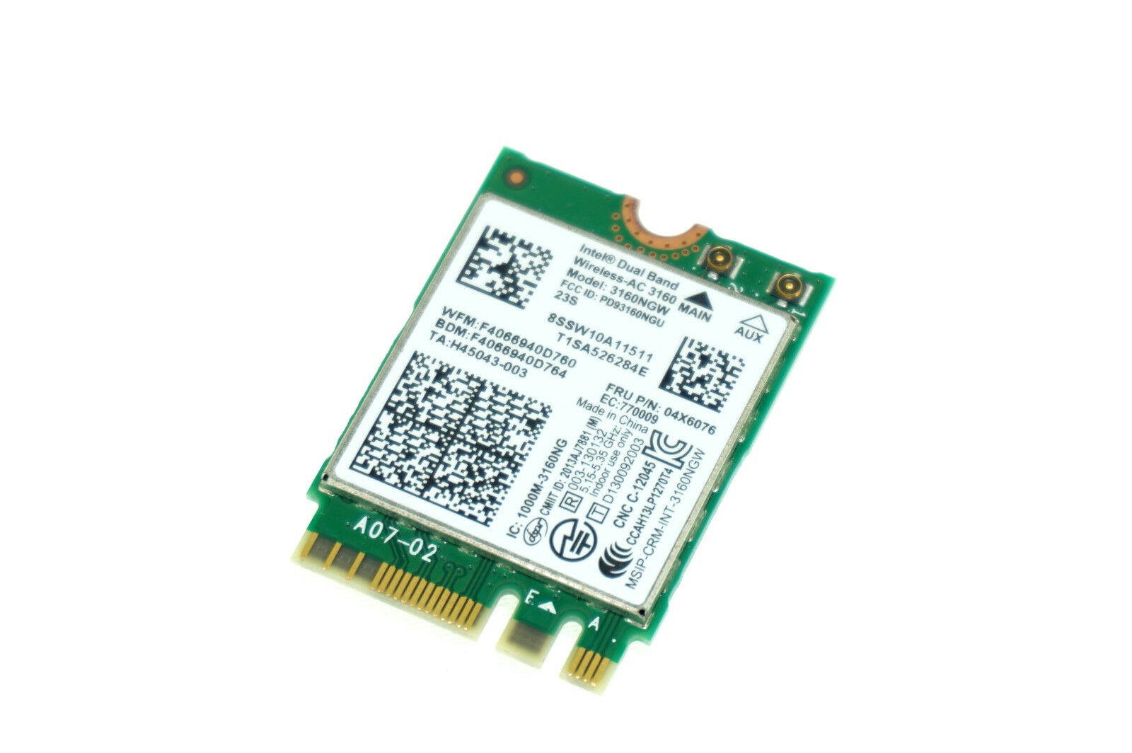 8SSW10A11511 3160NGW LENOVO WIRELESS BLUETOOTH CARD E450 20DC-A023CD(CC712)