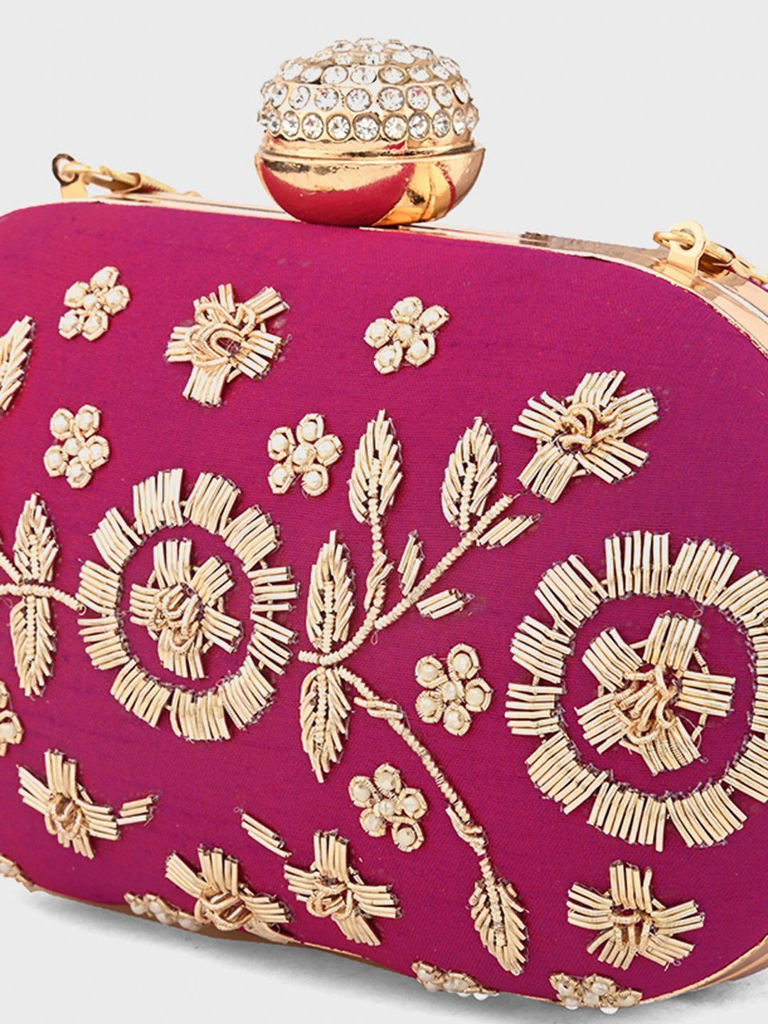 Gaurapakhi Purple Embroidered Clutch