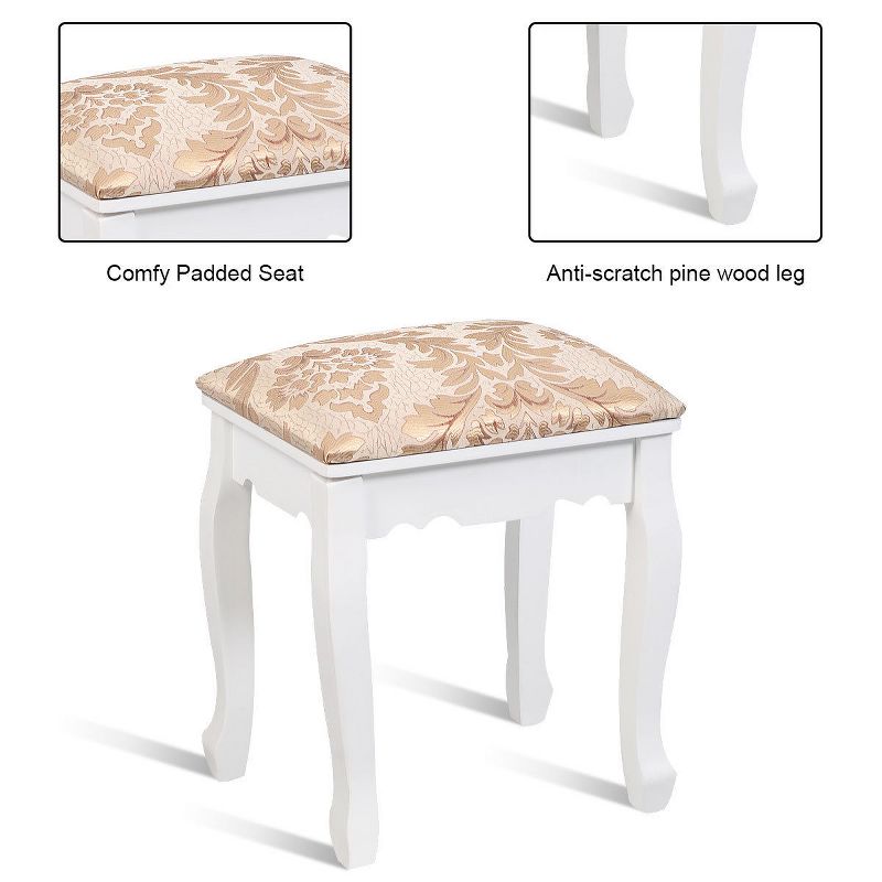 Costway Vanity Table Jewelry Makeup Desk Bench Dresser Stool White