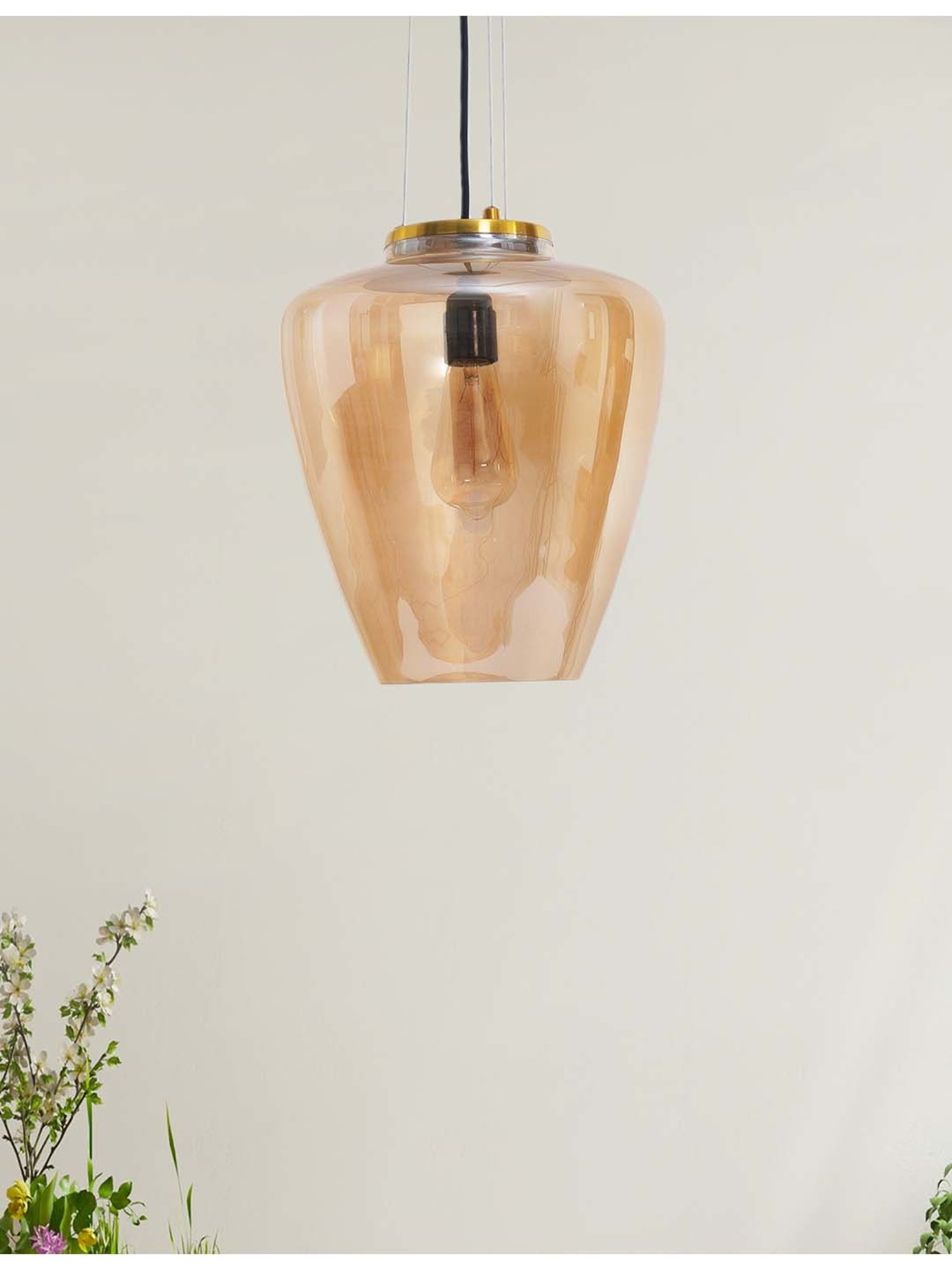 Kapoor E Illuminations 'Florien' Matt Gold Glass Hanging Light - Set of 1