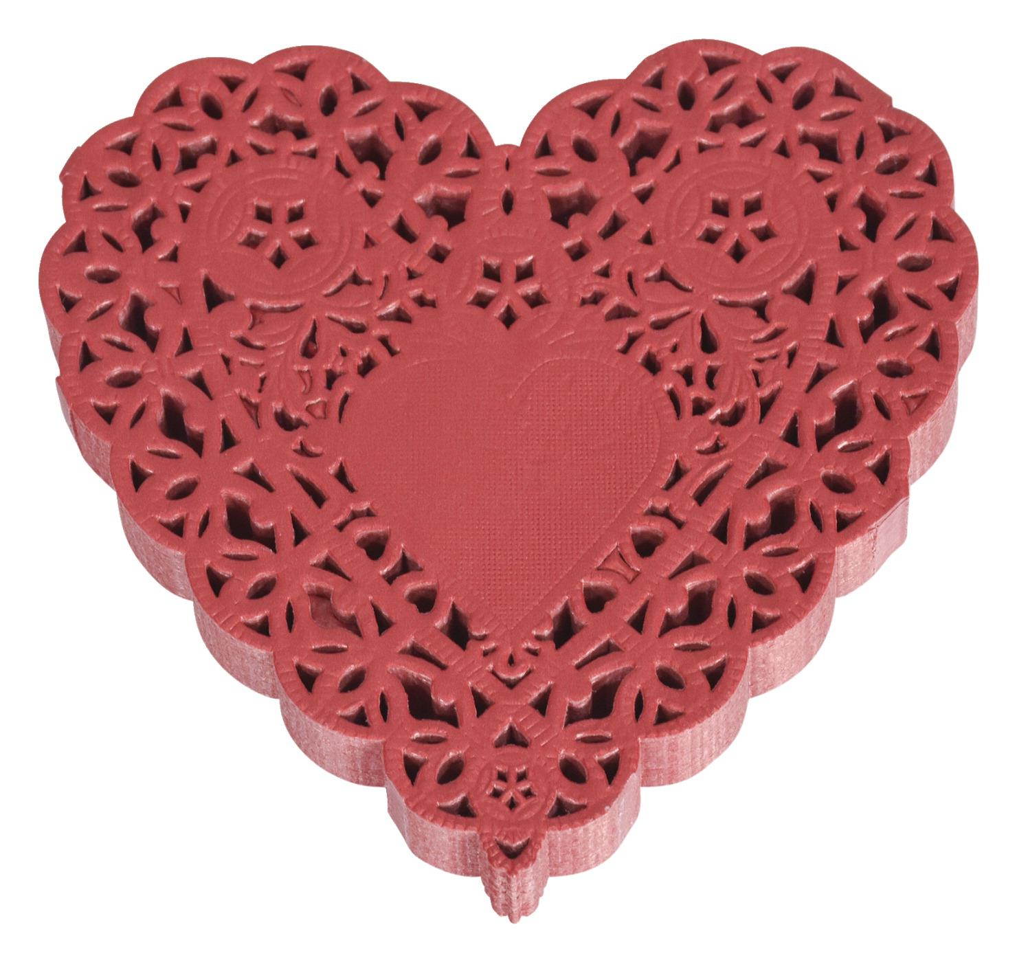 School Smart Paper Die-Cut Heart Lace Doily, 4 in, Red, Pack of 100