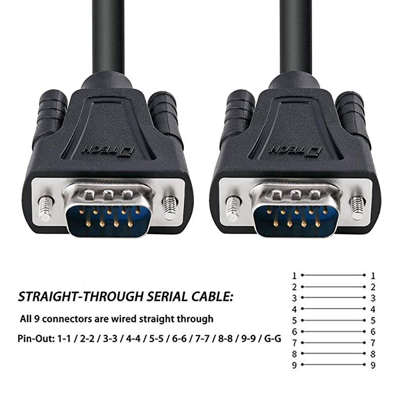 5 Feet DB9 9 Pin Serial Cable Male to Male RS232 Straight Through Cord
