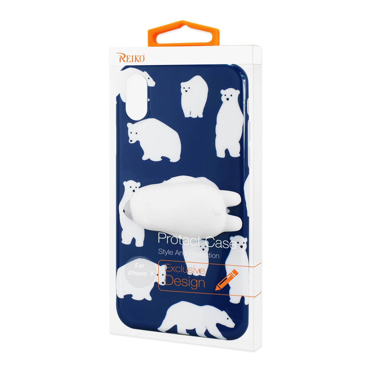 REIKO iPhone X/iPhone XS TPU DESIGN CASE WITH  3D SOFT SILICONE POKE SQUISHY POLAR BEAR
