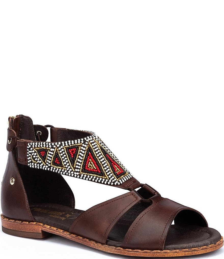 Pikolinos Algar W0X Beaded Leather Back Zip Sandals