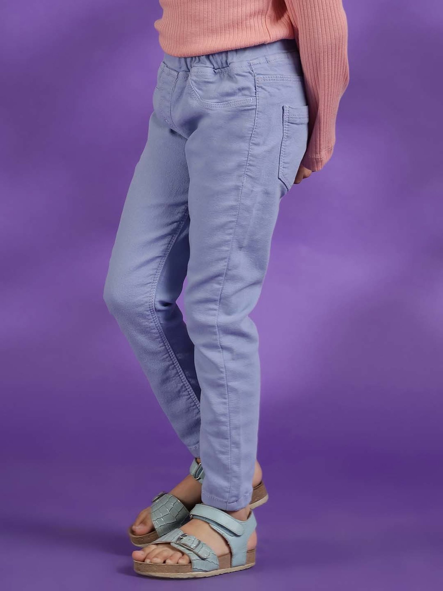 Tales & Stories Girls Purple Slim Fit Jeggings