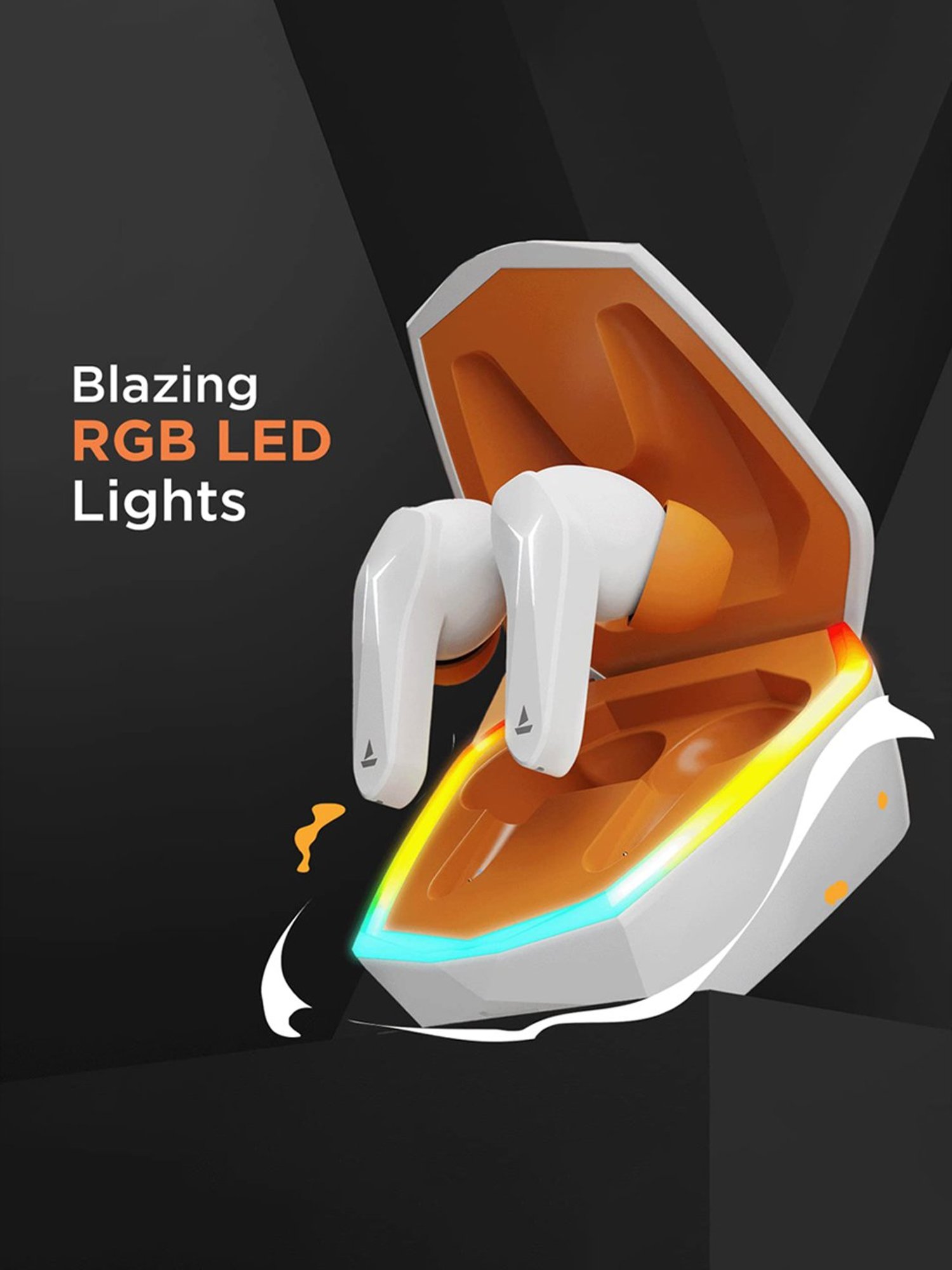 Boat Immortal 121 Gaming BT Earbuds with 40H Playtime, Blazing LEDs (White Sabre, True Wireless)