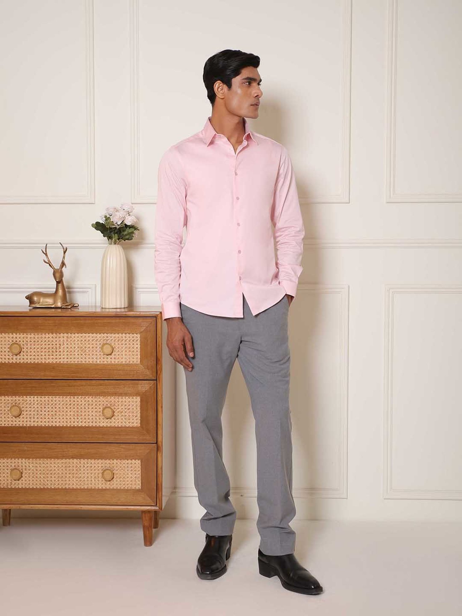 SUBTRACT Ice Pink Slim Fit Shirt