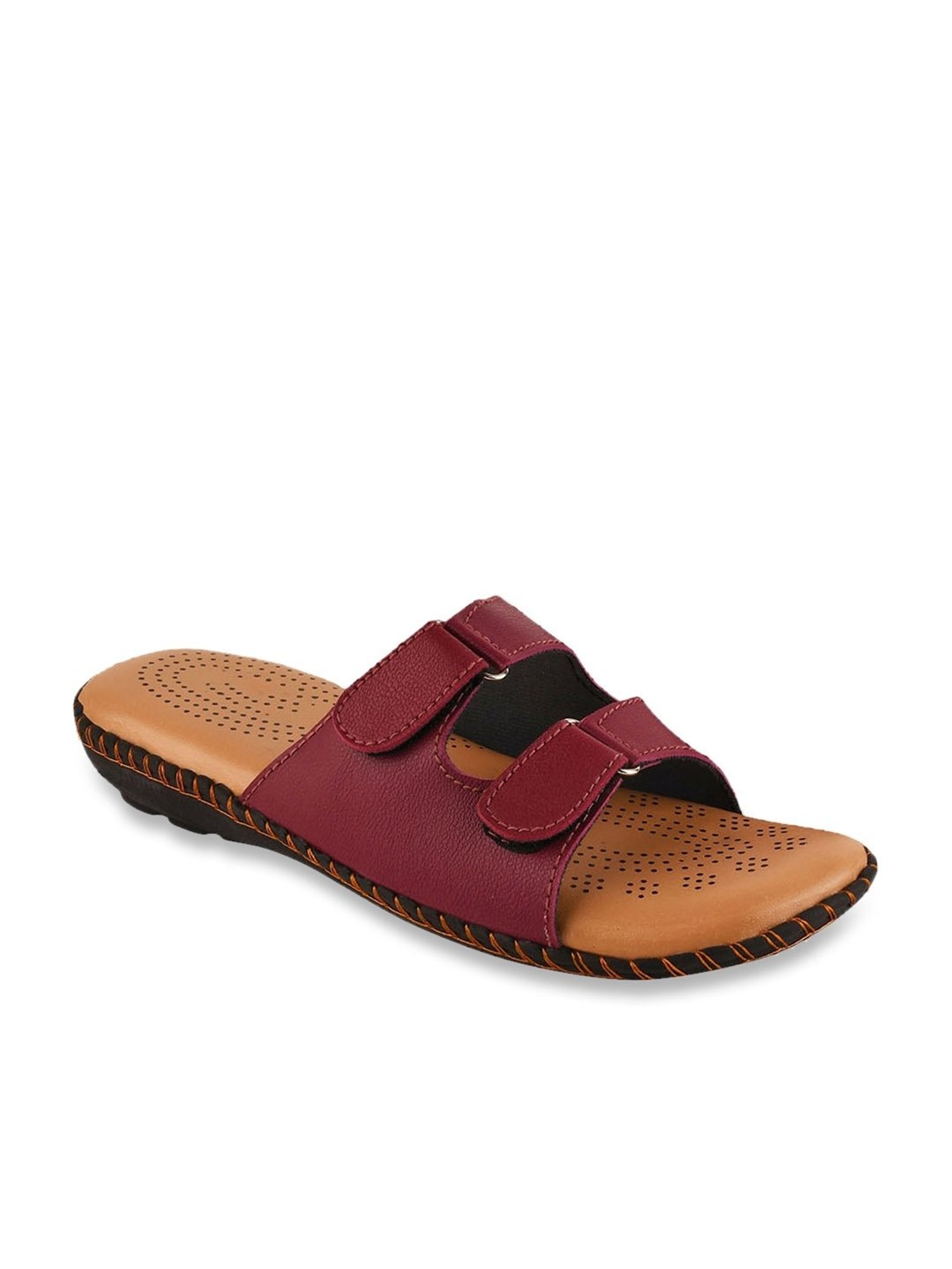 The White Pole Women's Dark Maroon Casual Sandals