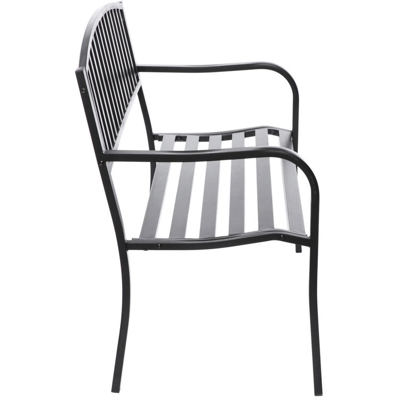 Gardenised Steel Garden Park Bench Cast Iron Frame Patio Lawn Yard Decor, Black