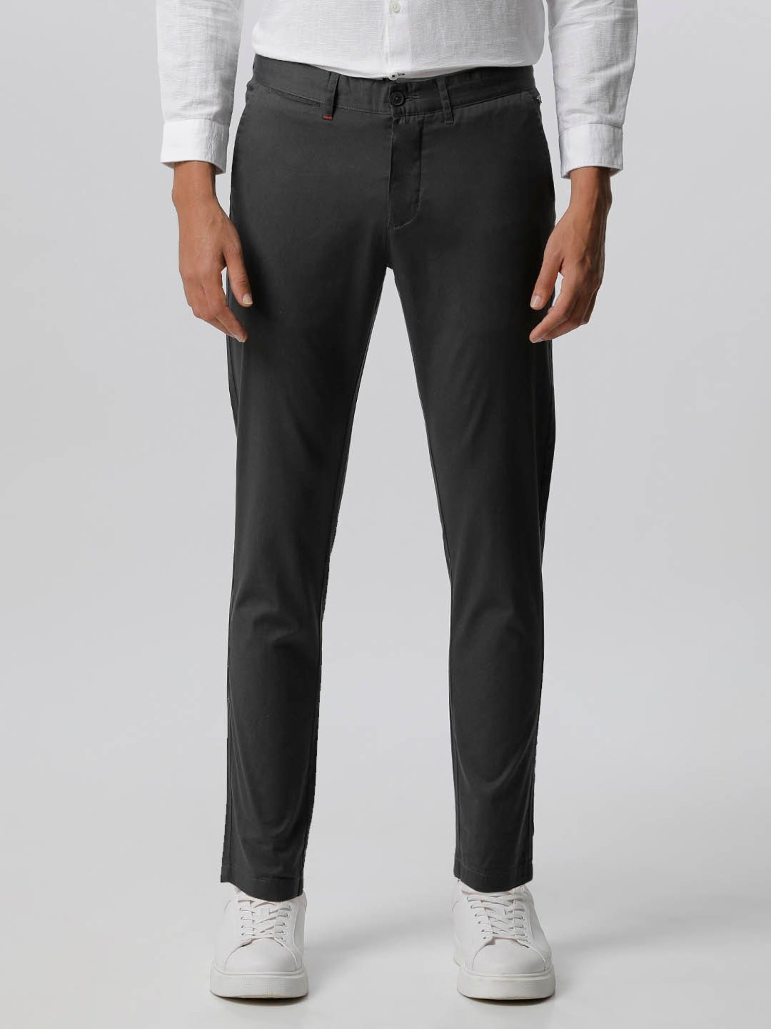 The Bear House Grey Cotton Tapered Fit Chinos