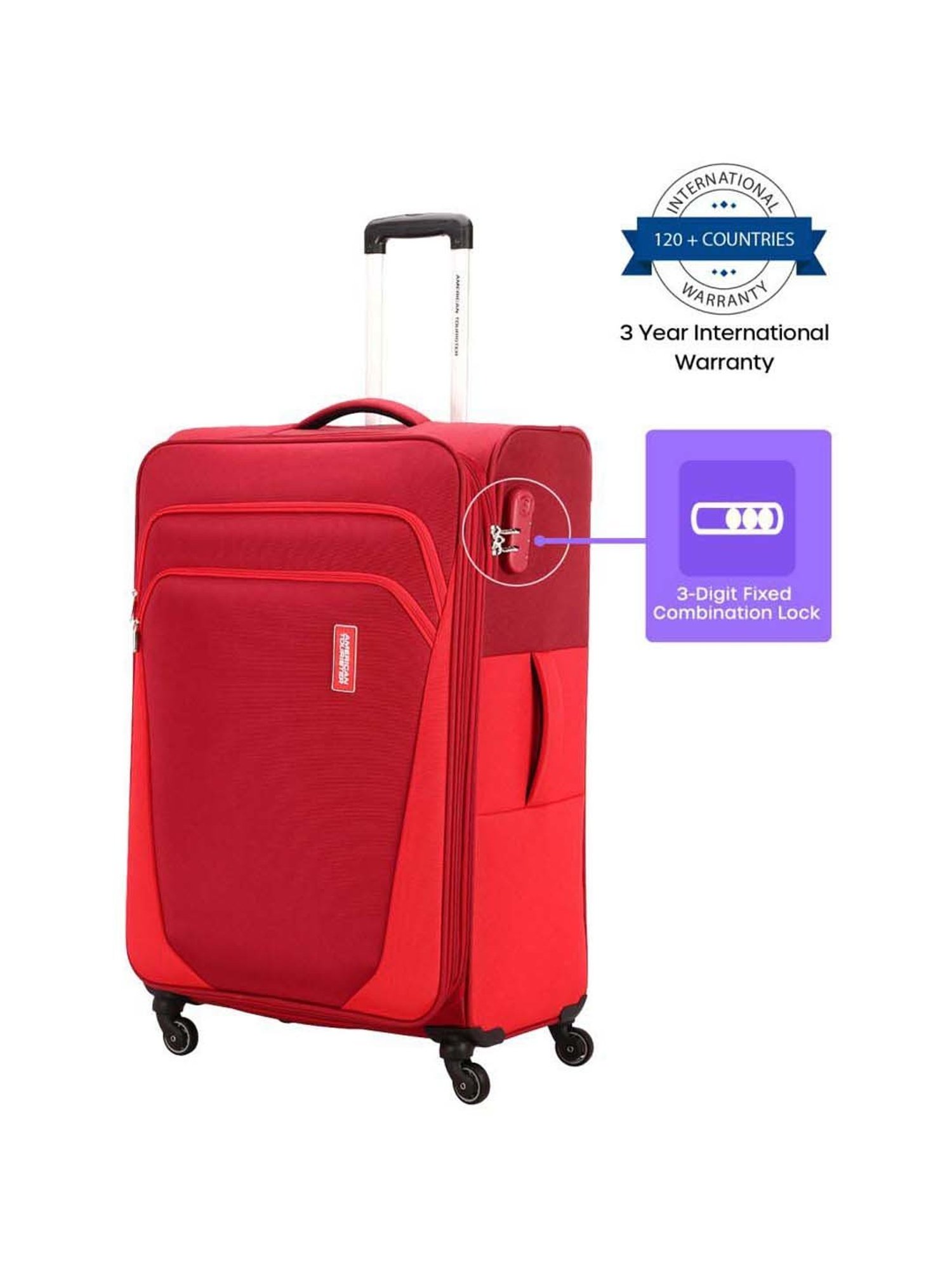 American Tourister Kansas Red Color Block Soft Medium Trolley Bag - 45.5 cm
