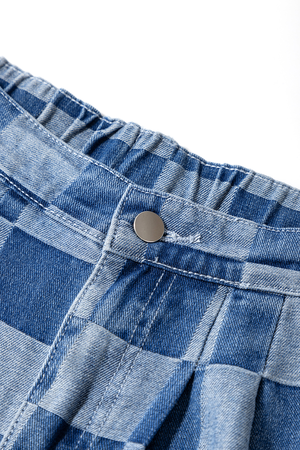 Dark Blue Plus Size Stitching Washed Flare Jeans