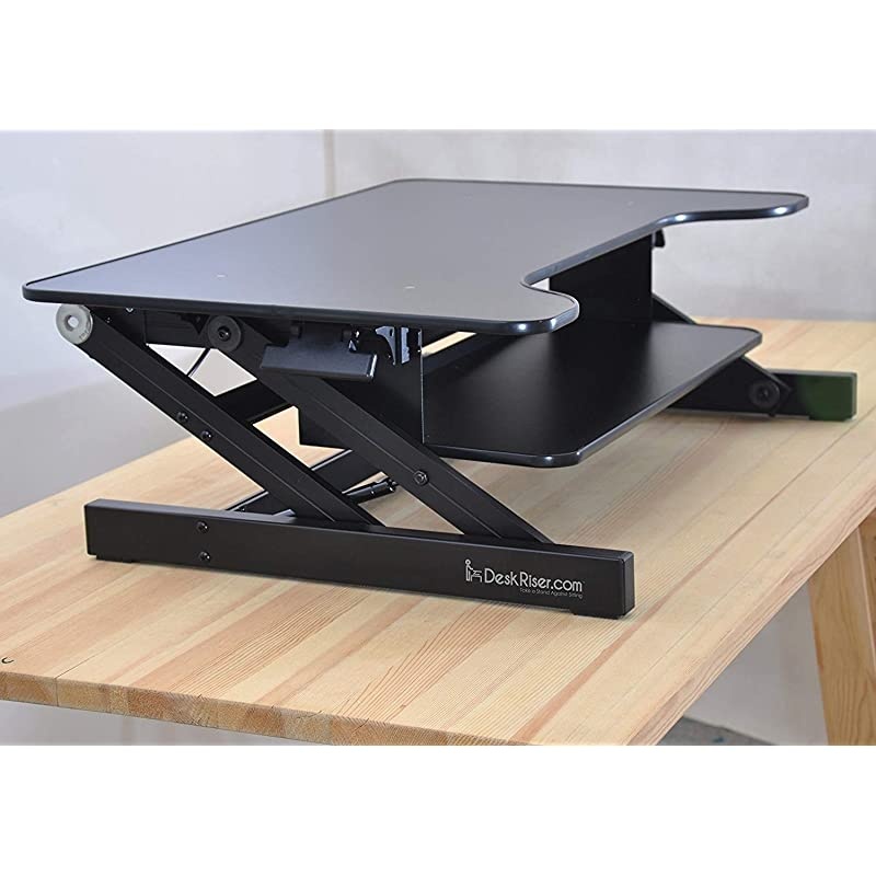 Standing Desk | Desk Riser Classic Stand Up Desk | 32 in Wide Fits 2 Monitors with Retractable Keyboard Tray (Black, 32" Wide)