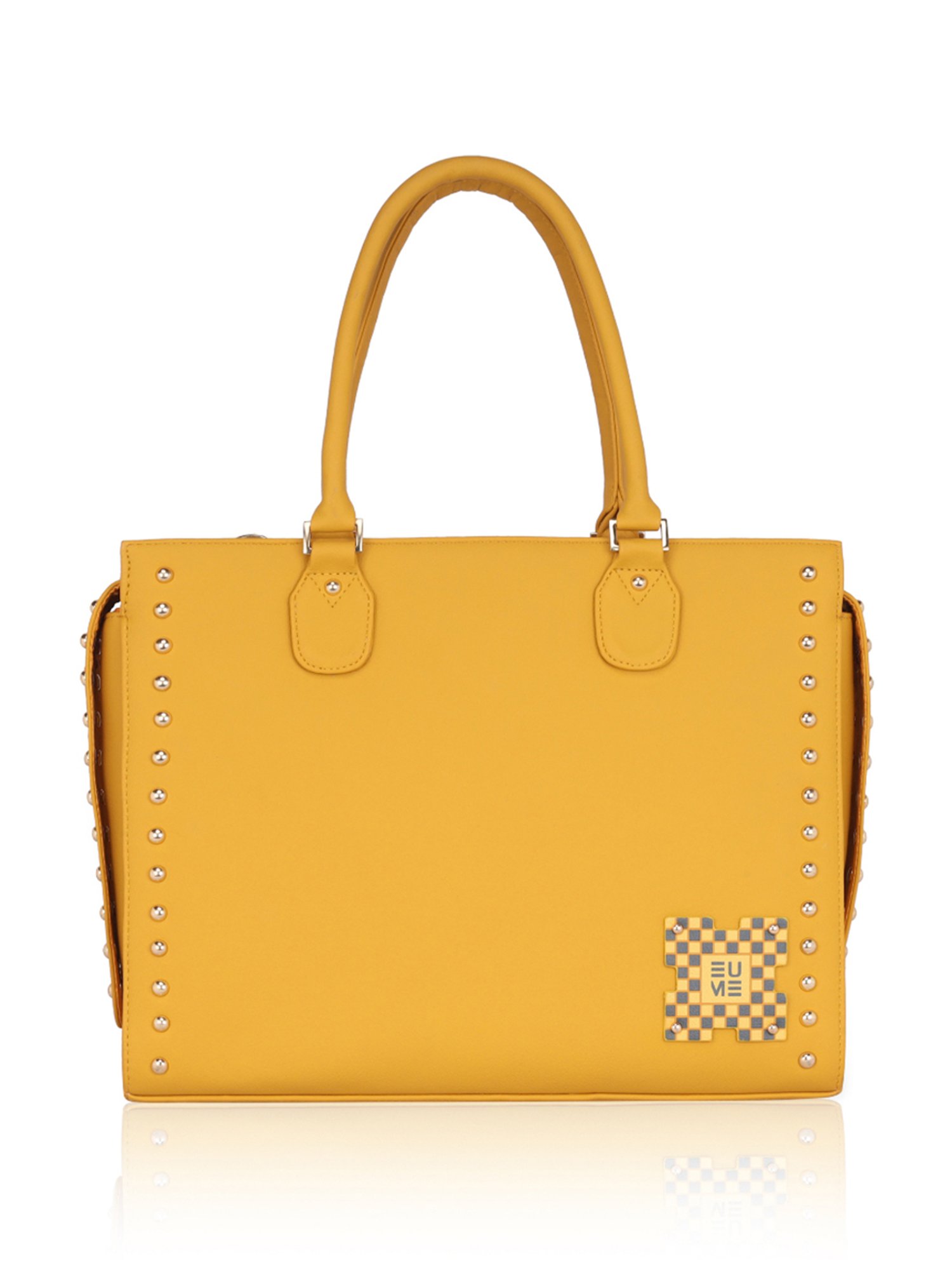 Eume Daffodil Yellow Leather Satchel Handbag