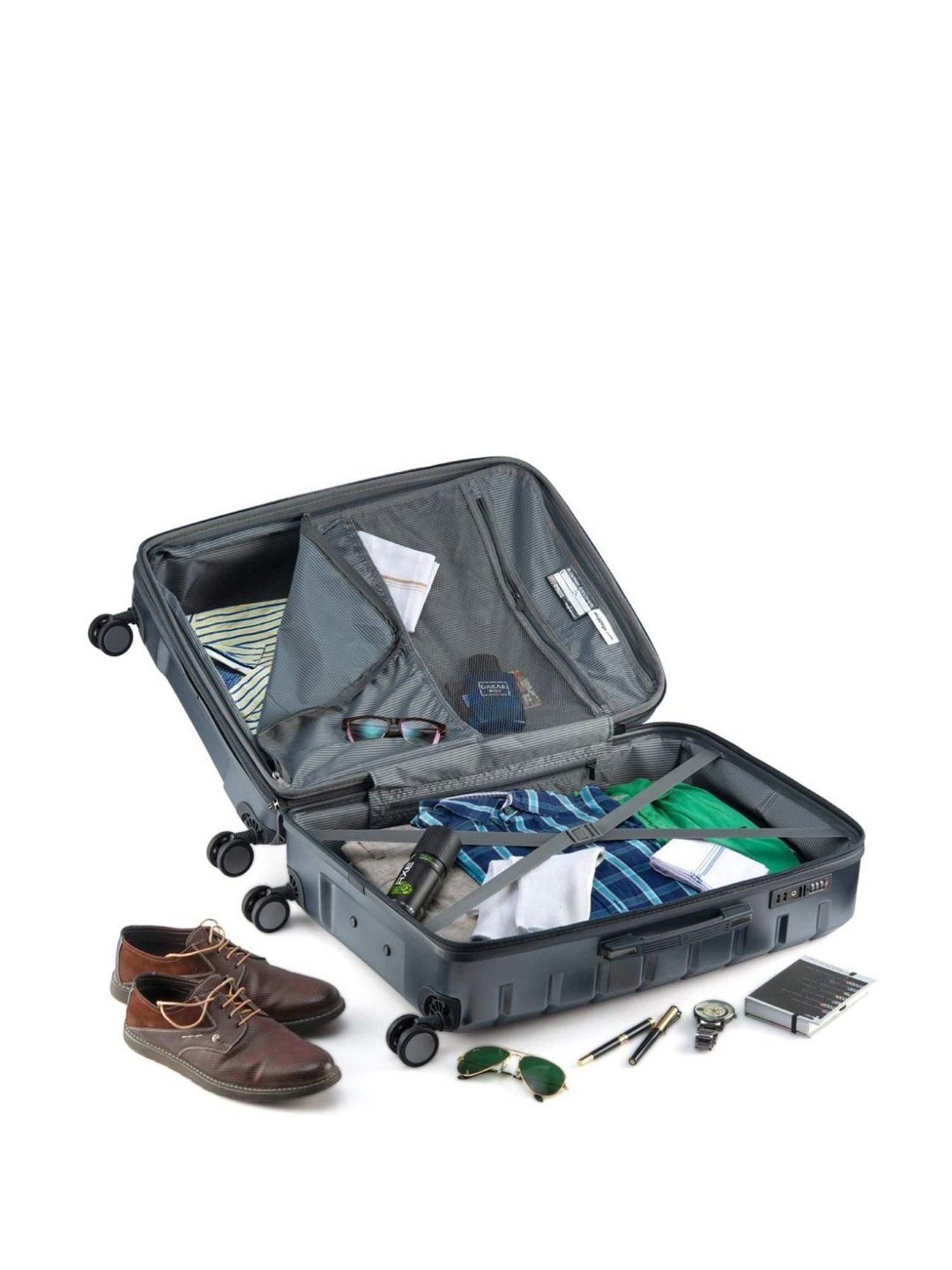 it luggage Prosperous Metalic Grey Medium-24 inches Expandable Hardsided Trolley Bag with TSA Lock