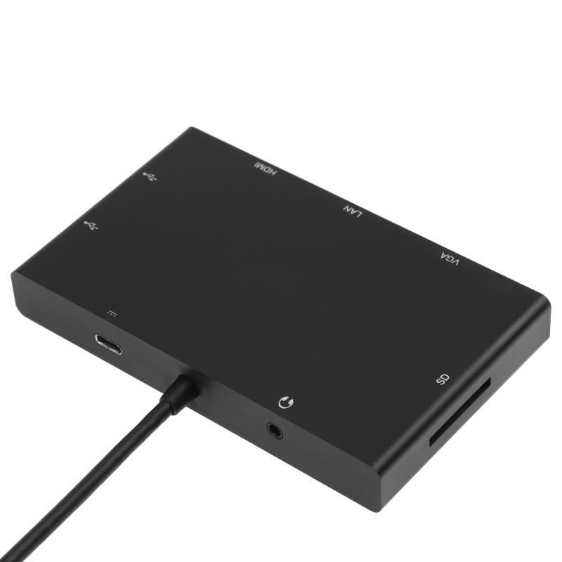 Type-C 8 in 1 USB-C to 4K HDMI VGA LAN SD Slot Female Adapter Audio 3.5mm Type-C USB 3.0x2 Converter Adapter for PC Laptop