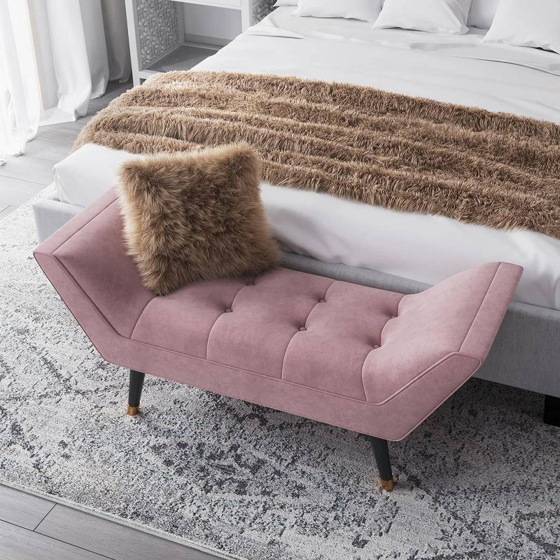 Allura Velvet Tufted Bench Pink - CosmoLiving by Cosmopolitan