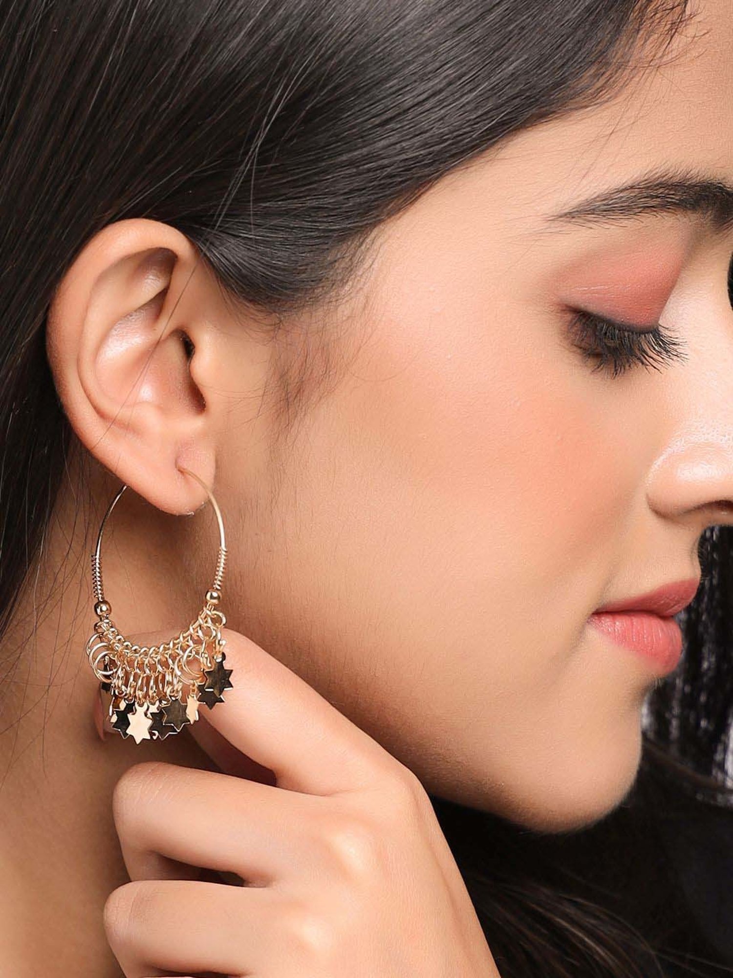 NVR Gold Plated Hoop Earrings for Women