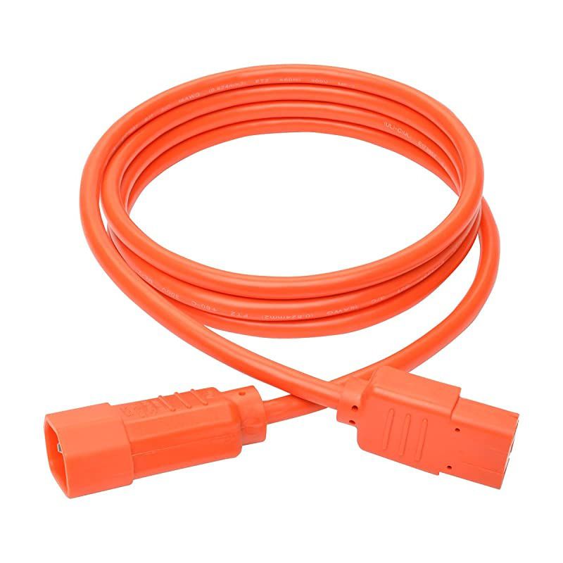 Standard Computer Power Extension Cord 10A 18 AWG IEC320C14 to IEC320C13 Orange 6 ft P004006AOR